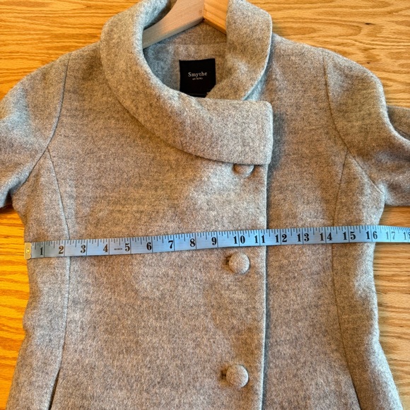 Smythe Les Vestes Wool Alpaca Blend Pea Coat Blazer Grey Blue 2 - Picture 5 of 12